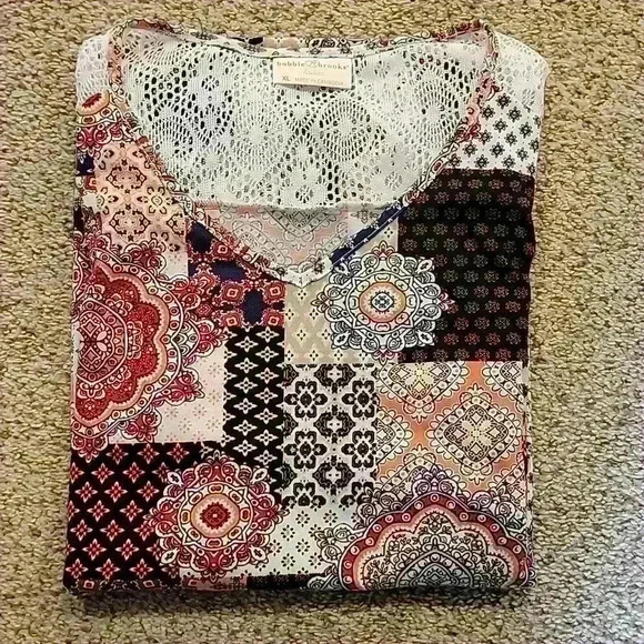 Bobbi Brooks Patckwork Lace Detail Shirt Size XL - Picture 8 of 8